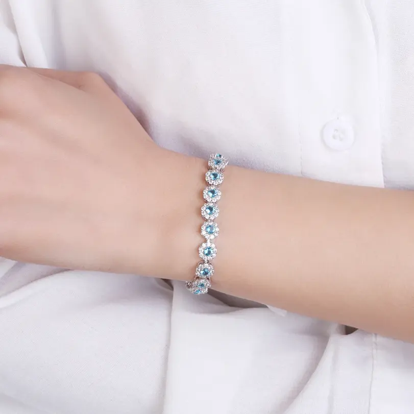Pulsera de tenis brillante para mujer, brazalete de cristal de circonia cúbica chapado en plata S925, joyería exquisita elegante, regalo de boda FCGJHW 6