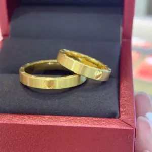 9999 24K serie de oro real Te amo vida útil amor reloj anillo pareja anillo masculino anillo de dedo índice anillo de boda de oro femenino 1