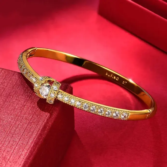 Pulsera de Oro AU999 con Diamantes, Pulsera Simple y Ligera para Mujer, Pulsera de Oro Real de 24K, Joyería 1