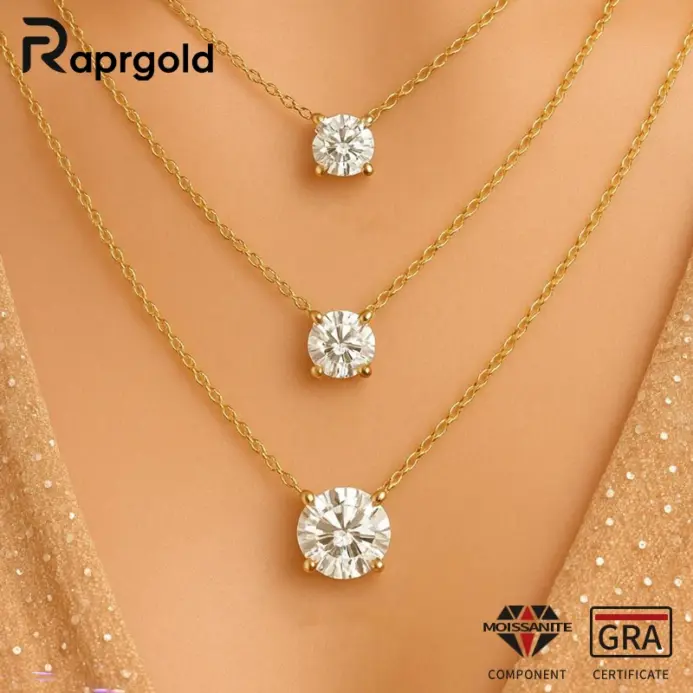 💎 Collar "Solitario Moissanite Elite" – Oro 14K y Certificación GRA 1