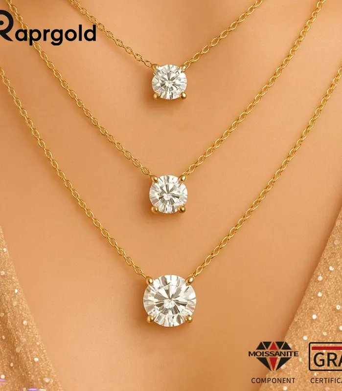 💎 Collar "Solitario Moissanite Elite" – Oro 14K y Certificación GRA 1