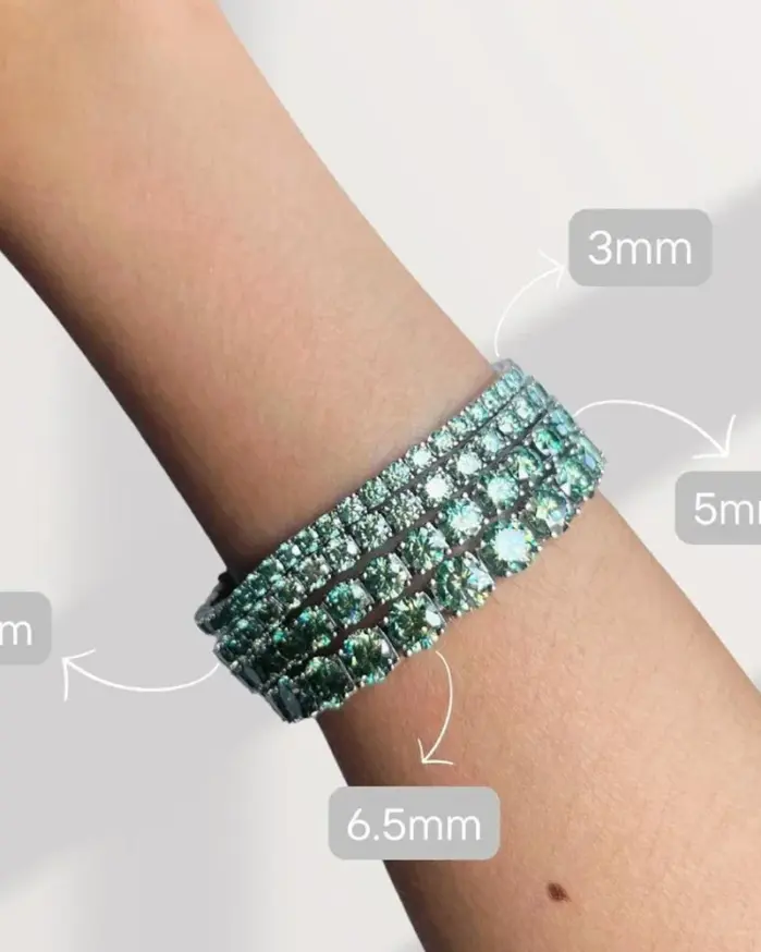 Pulsera de tenis de moissanita verde certificada para mujer, chapada en plata 925, oro de 18 quilates, pulseras de diamantes de 3/4/5/6,5mm, joyería fina 2