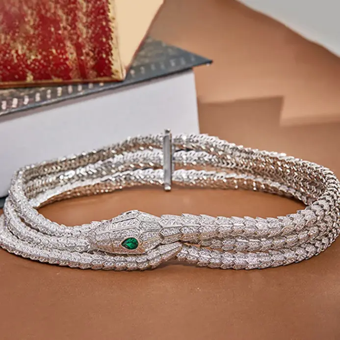 l luxury brand full Zirconia Snake Shape necklace And Bracelet jewelry set of women's wedding bridal fine Christmas gift 2