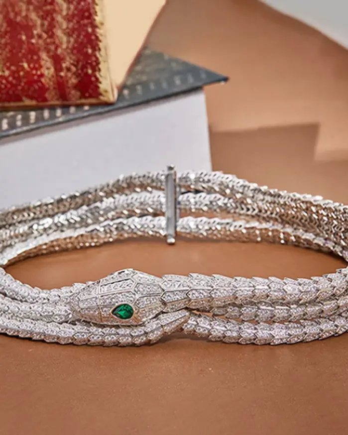 l luxury brand full Zirconia Snake Shape necklace And Bracelet jewelry set of women's wedding bridal fine Christmas gift 2