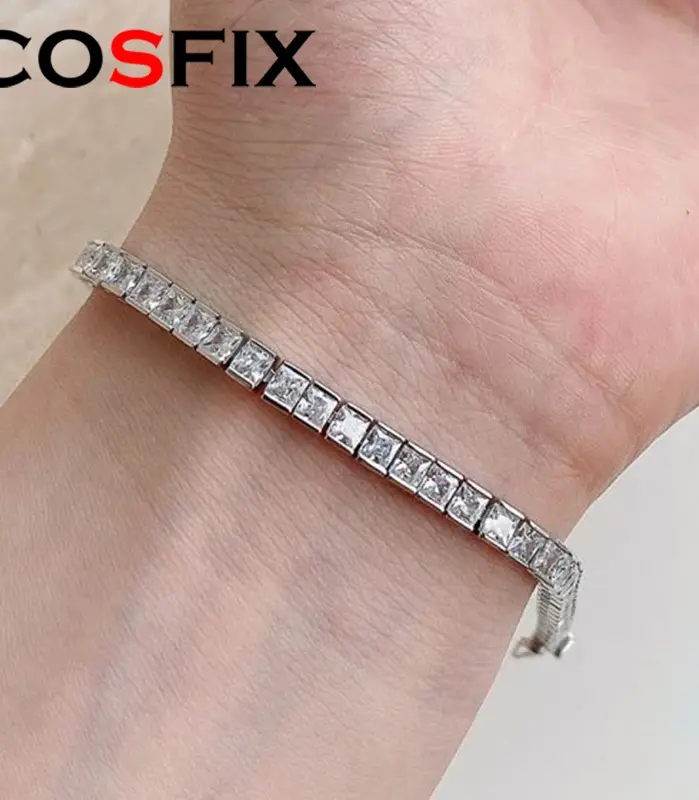 Pulsera de moissanita de 3mm para mujer s925, pulsera de moissanita para mujer, pulsera de moissanita completa de princesa de Color D para mujer 1