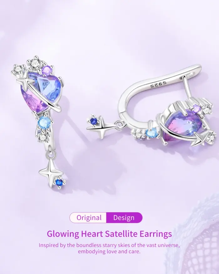❤️ Pendientes "Heart Prism" – Plata S925 (Edición Color & Brillo) 2