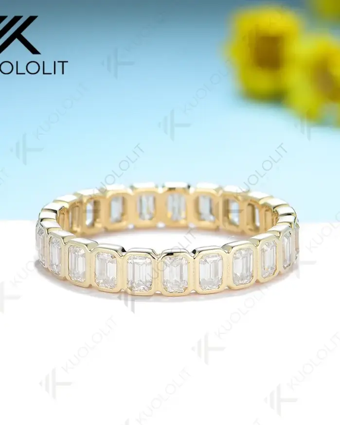 3.5CTW Anillo de moissanita con corte esmeralda para hombres y mujeres PT950 Soild 14K 10K Anillo de plata de oro amarillo para boda Navidad 1