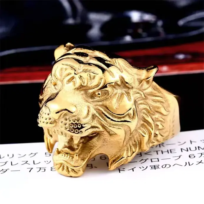 Beier, nueva tienda, anillo de acero inoxidable 316L, anillo de cabeza de tigre dominante de alta calidad, Animal para hombre, joyería de motorista LLBR8-161R 1