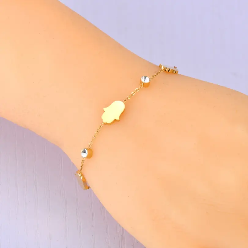✋ Pulsera "Protección Hamsa" – Acero 316L Impermeable y Oro PVD 6