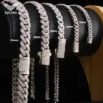 Pulsera de moissanita 925 de 5/6/8/10MM de ancho para mujeres y hombres, pulsera de cadena cubana VVS de Plata de Ley, joyería de Hip Hop Unisex 1