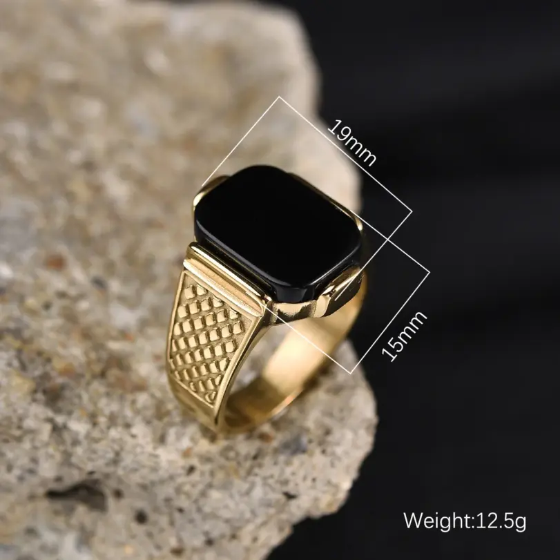 R3351g Anillo de joyería con piedras preciosas de acero inoxidable vintage de alta calidad para hombre 4