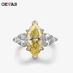 OEVAS, 100% Plata de Ley 925, anillos de boda brillantes de 8x14mm con topacio y diamantes de alto contenido de carbono para mujer, joyería fina para fiesta, venta al por mayor 1