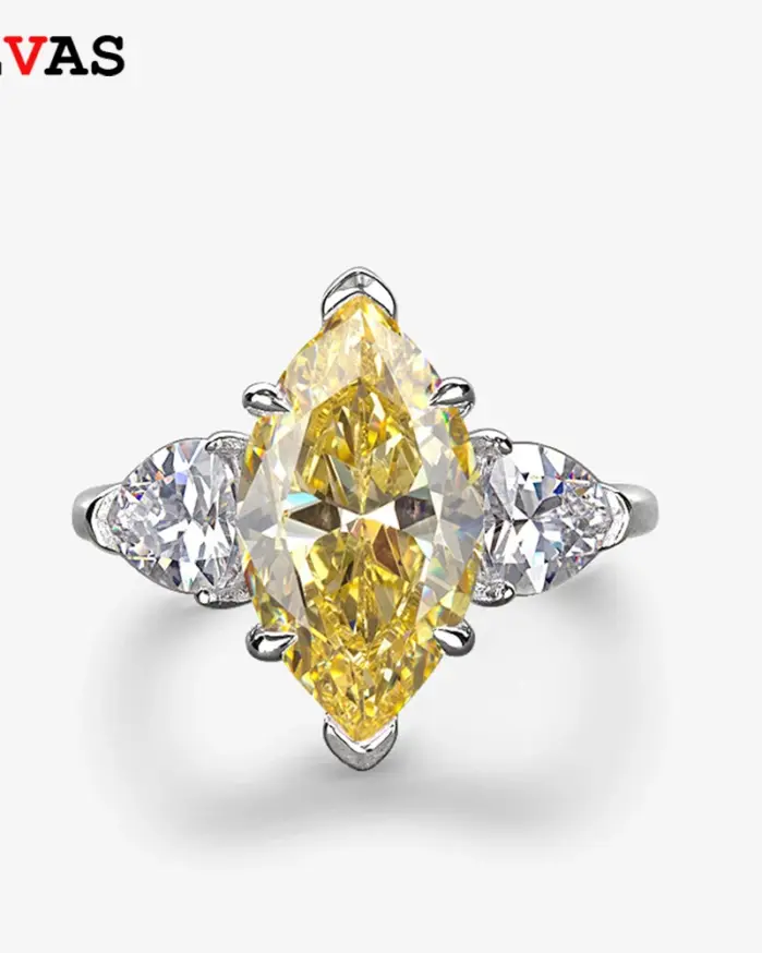 OEVAS, 100% Plata de Ley 925, anillos de boda brillantes de 8x14mm con topacio y diamantes de alto contenido de carbono para mujer, joyería fina para fiesta, venta al por mayor 1