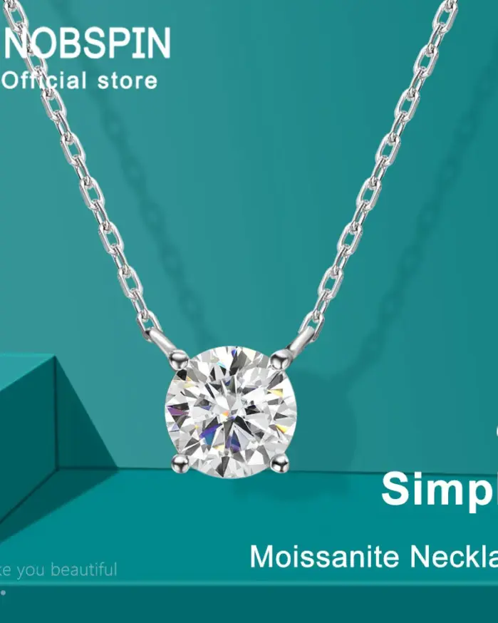 KNOBSPIN D VVS1 Collares de moissanita para mujer Solitario Pandent Diamond GRA Certificado s925 Chapado en plata Collar delicado de 18 k 1