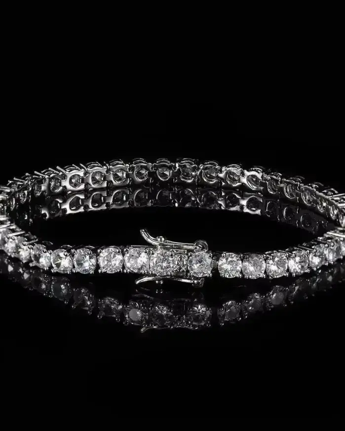 Elegante pulsera de cristal de circón dorado/plateado, joyería de circonia cúbica, brazalete de diamantes de imitación, pulsera de tenis para boda 1