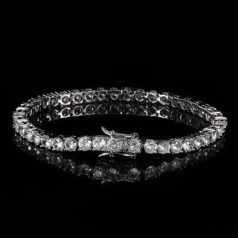 Elegante pulsera de cristal de circón dorado/plateado, joyería de circonia cúbica, brazalete de diamantes de imitación, pulsera de tenis para boda 1
