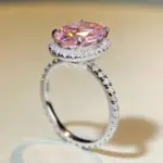 5CT 9*11mm anillo de Halo de diamante de alto carbono de corte ovalado para mujer 100% Plata 925 brillante compromiso boda banda joyería fina 4