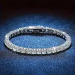 Pulsera de moissanita chapada en platino y plata S925 de alta calidad, joyería de boda con personalidad brillante, pulsera con dijes de regalo para mujer 1