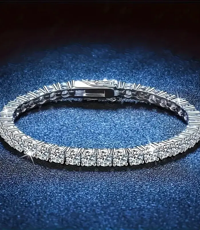 Pulsera de moissanita chapada en platino y plata S925 de alta calidad, joyería de boda con personalidad brillante, pulsera con dijes de regalo para mujer 1