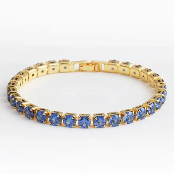 💙 Pulsera Tennis "Zafiro Real" – Circonia Icy 5mm y Oro 18K 1