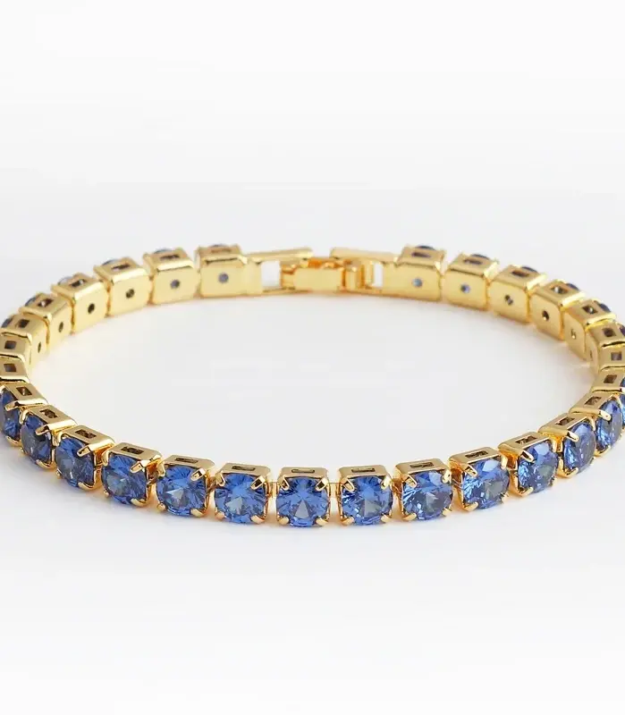 💙 Pulsera Tennis "Zafiro Real" – Circonia Icy 5mm y Oro 18K 1