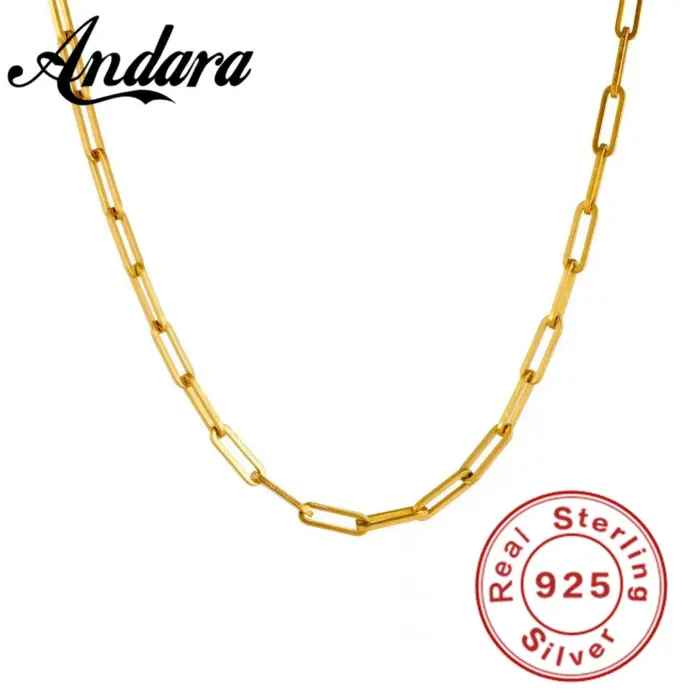 📎 Collar "Andara Legacy" – Plata .925 y Oro 18K Estilo Paperclip 1
