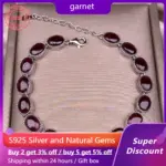 Conjunto de pulsera de plata de ley S925 con 17 granados naturales, joyería de pulsera para mujer sencilla y elegante, adecuada para uso diario 1