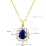 Collar con Colgante de Zafiro Azul 100% Oro 18K AU750 con Rubí/Esmeralda, Cadena con Certificado, para Eventos de Gala, para Mujer 4