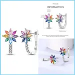 🌸 Pendientes "Floral Bloom Hoops" – Plata S925 y Circonitas 5