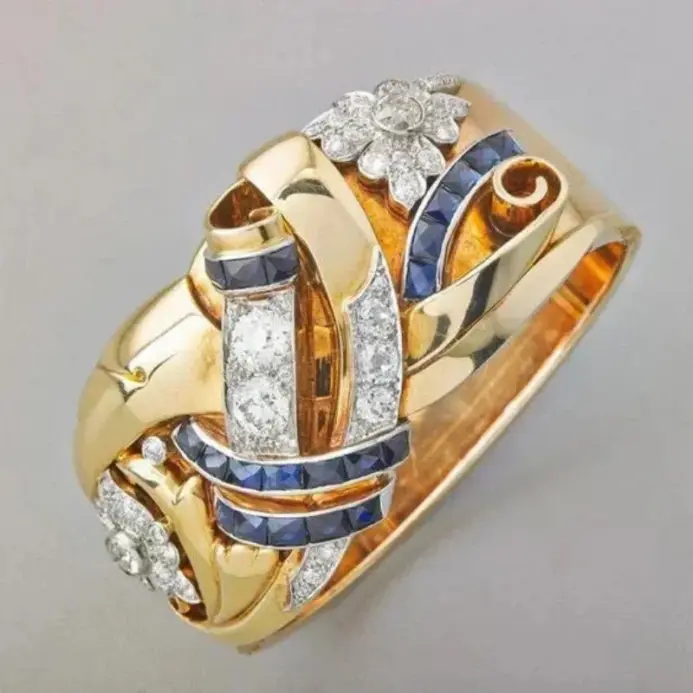Anillo de circonia cúbica de Color dorado con personalidad Irregular geométrica para mujer, accesorios de fiesta, joyería personalizada 1
