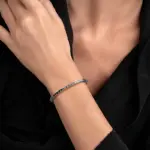 3mm 0.1CT Color degradado negro gris blanco Moissanite diamante pulsera de tenis para hombres mujeres Unisex 925 pulseras de eslabones de plata 6