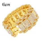 Pulsera de lujo de oro puro 24K 9999 de oro real de Hip-Hop para hombre, pulsera tridimensional de 35mm de ancho con diamantes exagerados 3