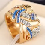 Anillo de circonia cúbica de Color dorado con personalidad Irregular geométrica para mujer, accesorios de fiesta, joyería personalizada 4
