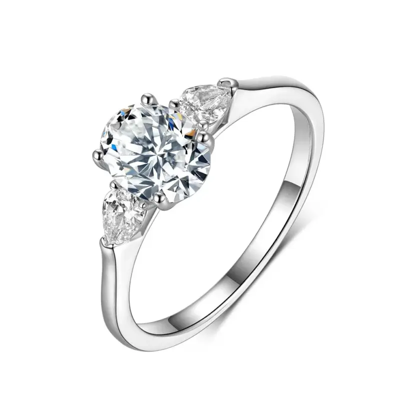 Anillo de moissanita OEVAS con corte ovalado de 1,5 quilates, 100% plata de ley S925 para mujer, alianza de boda, joyería fina al por mayor 6