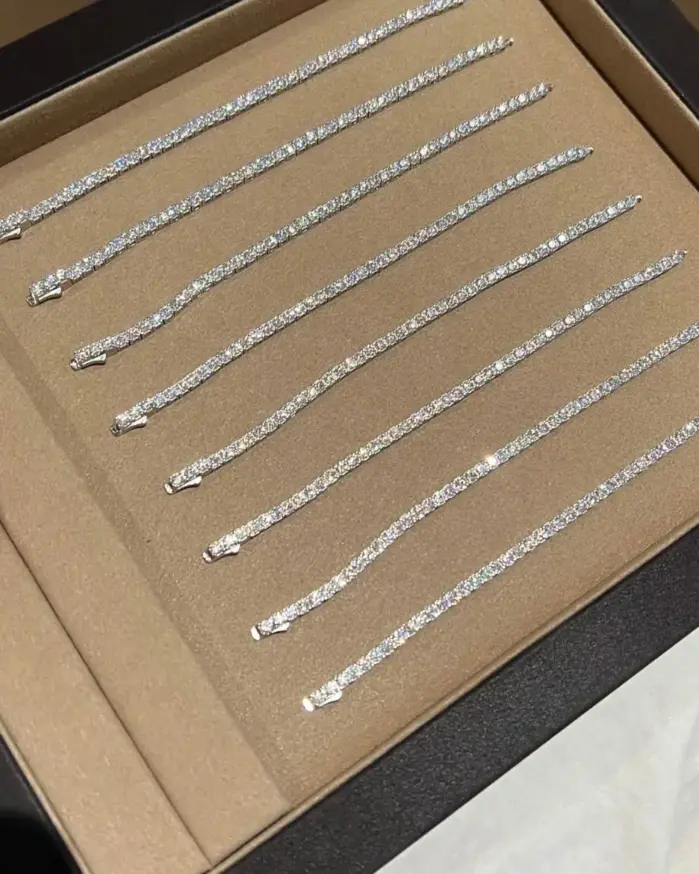 Lujo 2 2,5 3 4 5MM cadena de tenis de moissanita completa pulseras de pareja chapado en oro joyería de plata esterlina 925 regalo certificado GRA 1