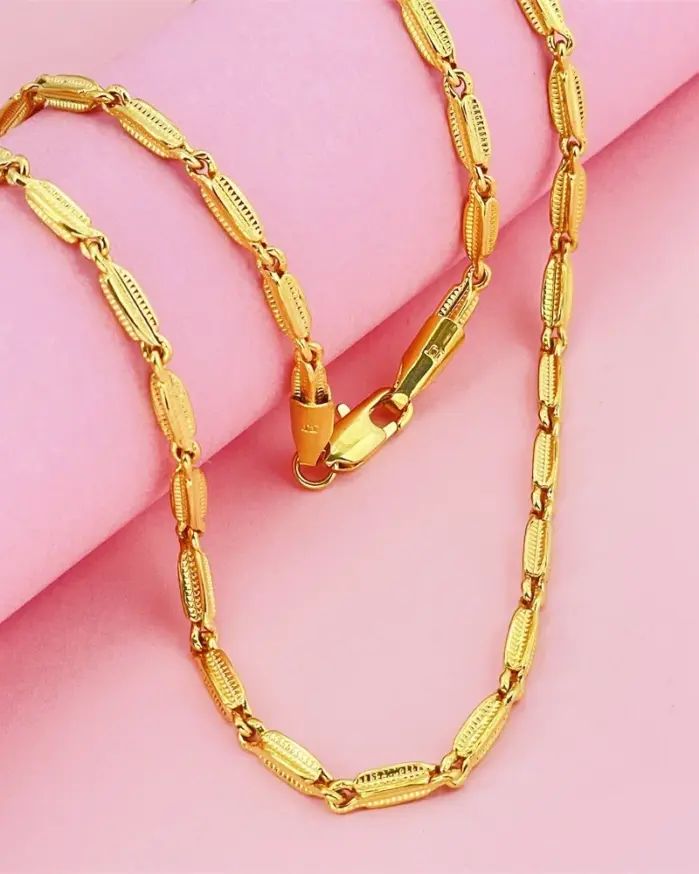 Collar de lujo con diseño de espiga de trigo en oro puro 24K 9999 para hombre y mujer 2