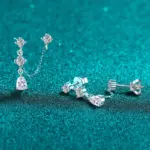 pendientes de cadena de moissanita para mujer, aretes de diamante de laboratorio brillante, de Plata de Ley 925, joyería 3