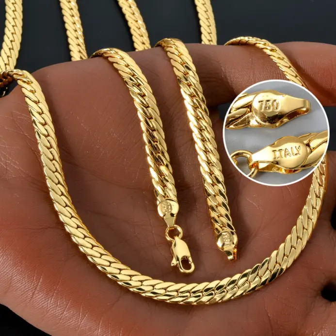 Sunny Jewelry-collar de cobre a la moda, cadenas de serpiente chapadas en oro, alta calidad para mujer, hombre, Italia 750, regalo de uso diario 2