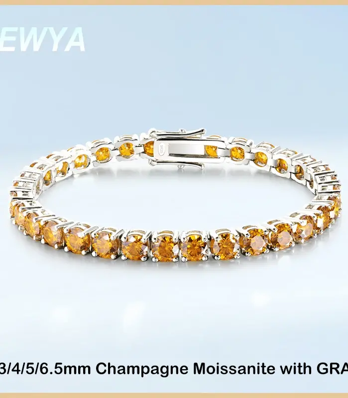 pulsera de tenis de moissanita para hombre y mujer, brazalete de lujo Real de 3/4/5/6.5MM, color azul champán y verde, S925, todos los diamantes rojos 1