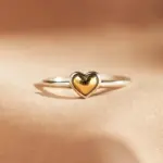 Anillos de corazón Huitan para mujer, anillos de amor de dos tonos de Metal, accesorios de banda de boda eternidad, joyería femenina de moda moderna, envío directo 3
