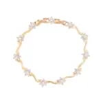 Pulseras de flores coloridas para hombre y mujer, brazaletes de 19 cm x 7mm, circón dorado plateado, joyería de moda 6