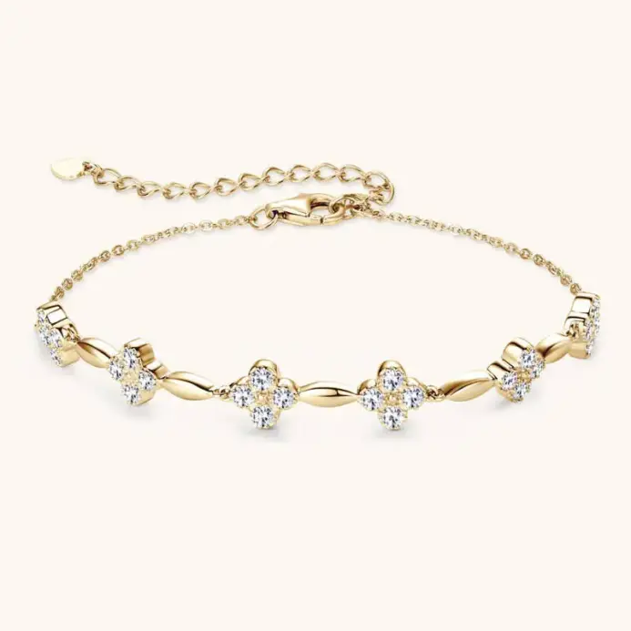 Exquisita Pulsera de Moissanita de 0.72 Quilates para Mujer, Plata de Ley 925, Trébol de Cuatro Hojas, Joyería de Moda, Regalo para Parejas 2