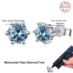 Pendientes NeeTim de moissanita de 0,5 CT, 1ct, 2ct, para mujer, Plata de Ley 925, verde, rosa, negro, azul, gris, pendientes brillantes 5
