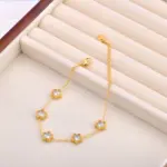 pulsera de estrella de acero inoxidable para mujer, brazalete de lujo de circonia cúbica verde y blanca, resistente al agua, cadena Premium, joyería B24003 5