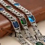 ✨ Pulsera "Tang Dynasty Brilliance" – Plata, Patrón Tang y Diamantes (Estilo Hip-Hop Unisex) 1