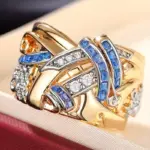 Anillo de circonia cúbica de Color dorado con personalidad Irregular geométrica para mujer, accesorios de fiesta, joyería personalizada 3