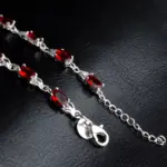 Pulseras de cristal rojo CZ de lujo a la moda de alta calidad para mujer, pulseras de plata de ley 925, joyería de regalo 5