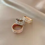 Anillo de acero inoxidable con circonita cuadrada de doble hilera de oro rosa de lujo, joyería romántica para fiesta y boda, regalo para mujer 5