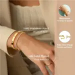 Pulseras de oro apilables para mujeres y niñas, pulsera de tenis de circonia cúbica chapada en oro de 14 quilates, regalos de joyería de acero inoxidable 5