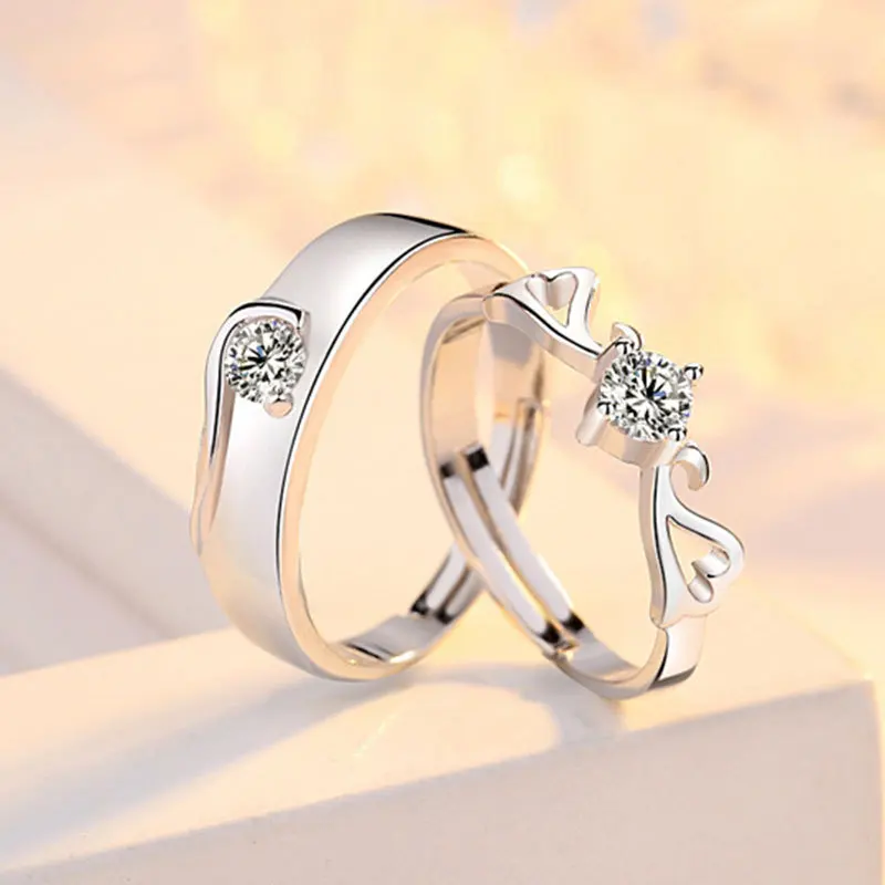 Conjuntos de anillos de Plata de Ley 925 para parejas, anillo Simple de pulido ligero para mujer y hombre, joyería fina clásica para boda, 2 uds. 30